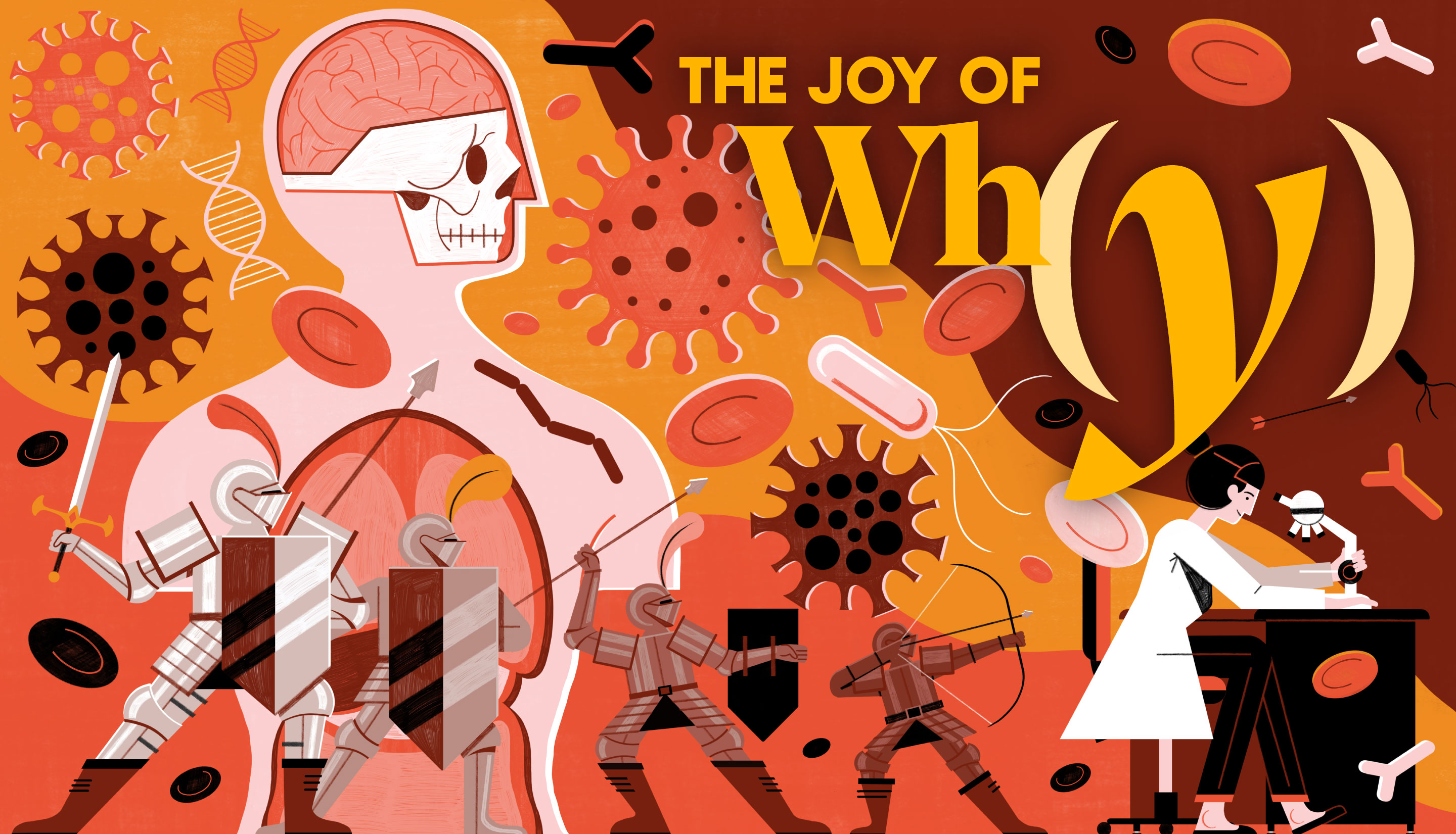 Artist’s illustration representing the immune system standing guard against a world of pathogens.